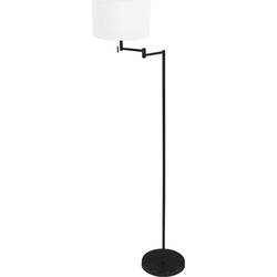 Mexlite - vloerlamp - Bella - zwart - linnen metaal - Ø 45cm - E27 - 3883ZW