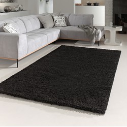 Flycarpets Candy Shaggy Vloerkleed - 140x140cm - Zwart - Hoogpolig - Vierkant