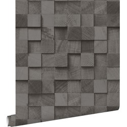 ESTAhome behang 3D-houtmotief zwart - 53 cm x 10,05 m - 138528