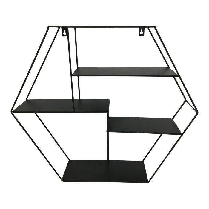 Wandrek hexagon zwart - 50 cm - Housevitamin - 
