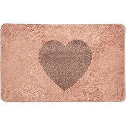 Clayre & Eef Badmat 78x48x1 cm Roze Polyester Rechthoek Hart