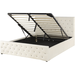 Beliani AMIENS - Tweepersoonsbed-Beige-Fluweel