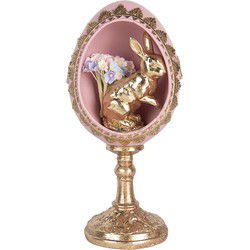 Clayre & Eef Decoratie Beeld Ei 11x10x21 cm Goudkleurig Roze Kunststof