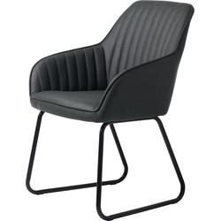 Eetkamerstoel PU Leer - Grijs - 59x58x84cm - Stoel Brooks - Set van 2