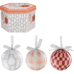 House of Seasons Kerstballen Cadeauset - 14 Stuks - Ø8 cm - Onbreekbaar - Perzik, Grijs