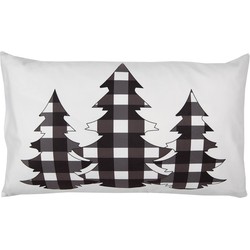 Clayre & Eef Kussenhoes  30x50 cm Wit Zwart Polyester Kerstbomen Sierkussenhoes