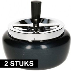 Draaiasbak - 2x - zwart - D13 cm - metaal - terrasasbak - Asbakken