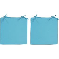 8x stuks stoelkussens voor binnen en buiten in de kleur lichtblauw 40 x 40 cm - tuinstoelkussens