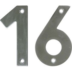 AMIG Huisnummer 16 - massief Inox RVS - 10cm - incl. bijpassende schroeven - zilver - Huisnummers