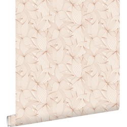 ESTAhome behang getekende bladeren zand beige - 50 x 900 cm - 139494