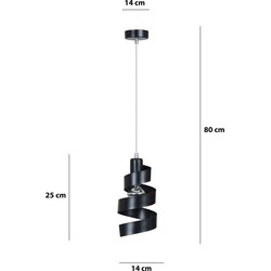Helsingborg zwarte spiraal metaal hanglamp 1x E27