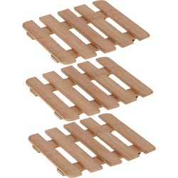 Set van 3x stuks pannenonderzetter van hout vierkant 15 x 15 cm - Panonderzetters