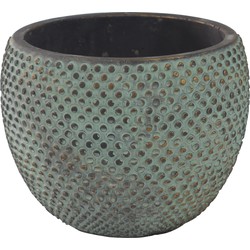 Ter Steege Plantenpot - stijlvol motief - blauw/goud - D16 x H12 cm - Plantenpotten