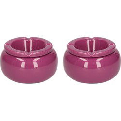 2x stuks Ronde asbakken paars 11 cm - Asbakken