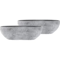 4x stuks bloempot/plantenpot balkonbak van gerecycled kunststof beton grijs D55 x 16 en H16 cm - Plantenpotten