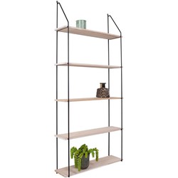Eindhoven Shelf - Shelf with black frame and 5 natural wood shelves