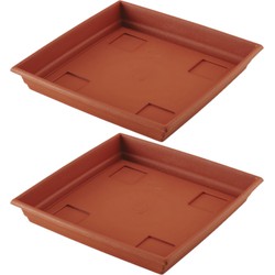 Set van 5x stuks bloempot/plantenpot terra cotta onderschaal/opvangbord kunststof diameter 35 cm - Plantenbakken