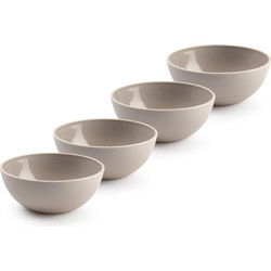 Plasticforte kommetjes/schaaltjes - 4x - dessert/ontbijt - kunststof - D12 x H5 cm - taupe - Kommetjes
