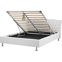 METZ  - Bed met opbergruimte - Wit - 160 x 200 cm - Kunstleer