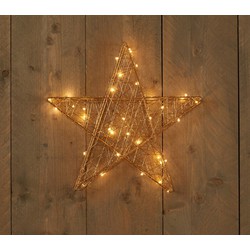 Batterijverlichting metaal ster goud 40 cm 35 LED warm wit