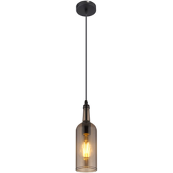 Hanglamp glas in flesoptiek | Zwart | E27 | Restaurantverlichting | Bedrijvenverlichting | Woonkamer