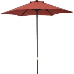 4goodz Outsunny Parasol Ø196 cm - Zeshoekige parasol voor Strand Balkon Tuin - Wijnrood
