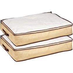 2x stuks dekbed/kussen opberghoezen creme wit met venster 80 x 45 x 15 cm - Opberghoezen