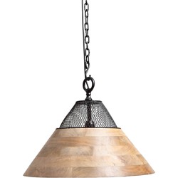 Hanglamp TONY naturel hout+mat zwart Ø50x30cm