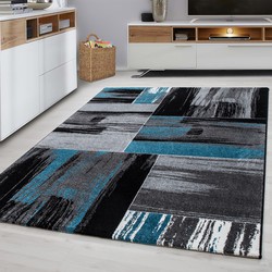 Tapijtenloods Basic Collection Modern Vloerkleed Zwart / Blauw Laagpolig- 80x150 CM