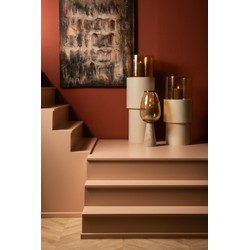 PTMD Windlicht Soon - 33x33x75 cm - Ijzer - Creme