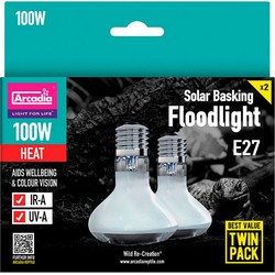 Arcadia solar basking floodlight 100 watt twin pack