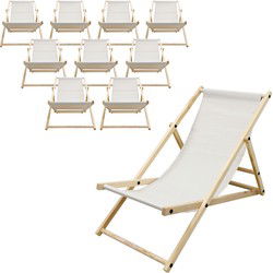 Opklapbare houten ligstoel 3 ligposities tot 120 kg Beige