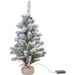 Besneeuwde miniboompjes/kunst kerstbomen met licht 45 cm - Kunstkerstboom