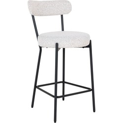 Badalona Counter Chair - Barkruk, wit bouclé met zwarte poten, HN1270