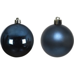 4x stuks glazen kerstballen donkerblauw 10 cm glans en mat - Kerstbal
