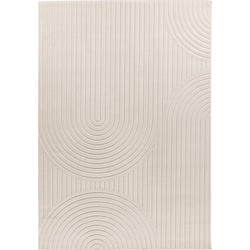 Viva Indoor & Outdoor - Laagpolig Japandi Buitenkleed - Effen - Vloerkleed Creme- 160x230 CM