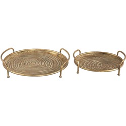 PTMD Hilly Rond Plateau - 42,5 x 41 x 9 cm - Set van 2 - Ijzer - Goud