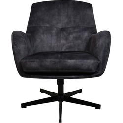 HSM Collection-Draaifauteuil Cleveland-75x73x88-Donker Grijs/Zwart-Stof/Metaal