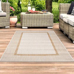 Lora Buitenkleed Kader Beige vloerkleed - Voor Binnen & Buiten - 120 X 170 CM