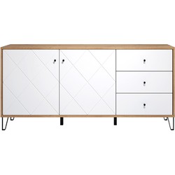 Buffet 2 deuren en 3 laden eikenhouten decor L183 cm - Touch