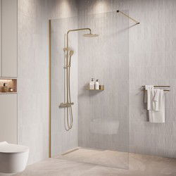 Badplaats Douchewand Florida 100 x 200 cm - Goud – Inloopdouche 8 mm Veiligheidsglas