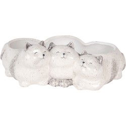 Clayre & Eef Decoratie Beeld Katten Grijs Keramiek