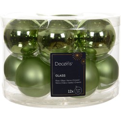 Kerstbal glas d5 cm groene thee 12st