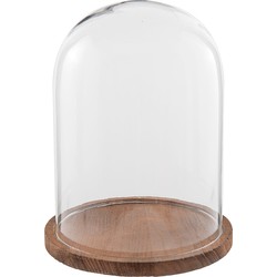 Clayre & Eef Stolp  Ø 23x29 cm Glas Hout Rond Glazen Stolp