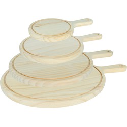 Krumble Serveerplank rond set van 4 - XS + S + M + L - Hout