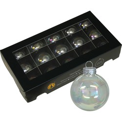 Kerstballen van glas - 15x - transparant parelmoer -4 cm -milieubewust - Kerstbal