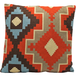 Kussen Boho 45x45cm - Rood/Taupe