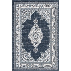 Safavieh Modern Chic Indoor Woven Area Rug, Madison Collection, MAD506, in Cream & Navy Blue, 91 X 152 cm