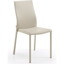 Kave Home - Silla Abelle piel sintética y acero beige