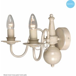 Klassieke wandlamp kandelaar beige, taupe E14x2